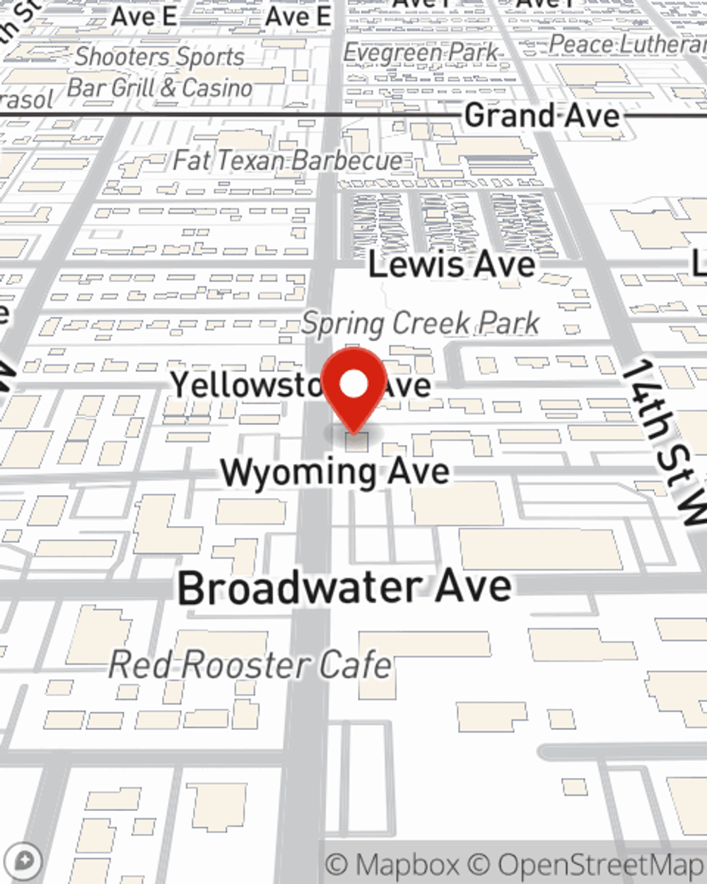 Map showing State Farm Agent Randy Glover's office at 801 15th Street W, Billings, MT
