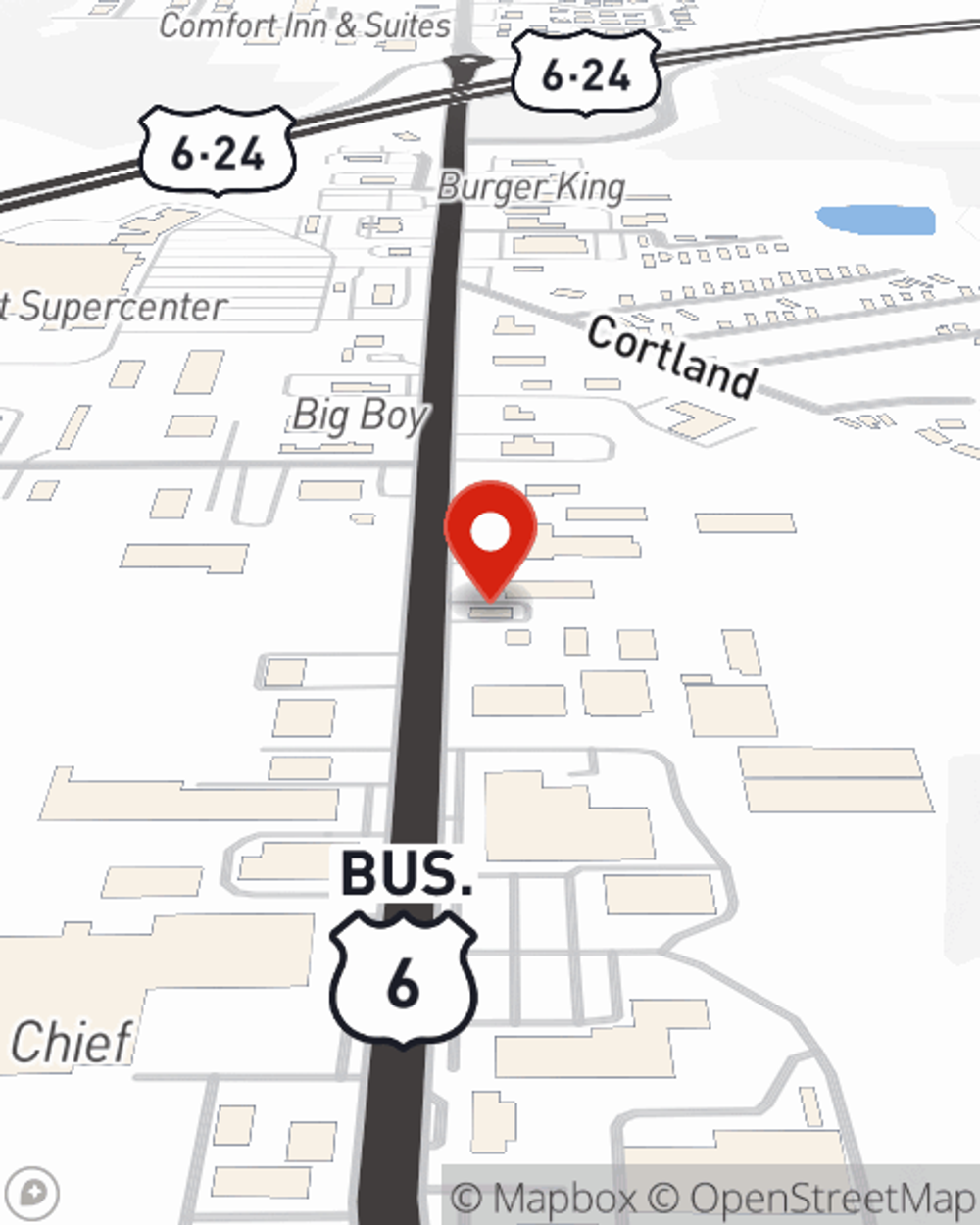 Map showing State Farm Agent Parker Vollmar's office at 1412 Scott Street, Napoleon, OH