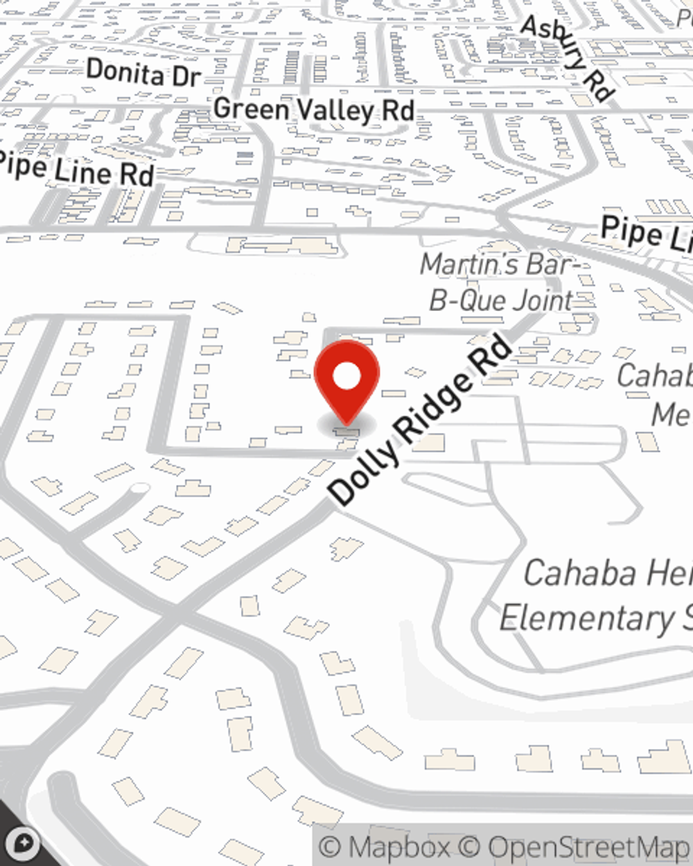 Map showing State Farm Agent Kurt Adams's office at 756 Valley Street, Hoover, AL
