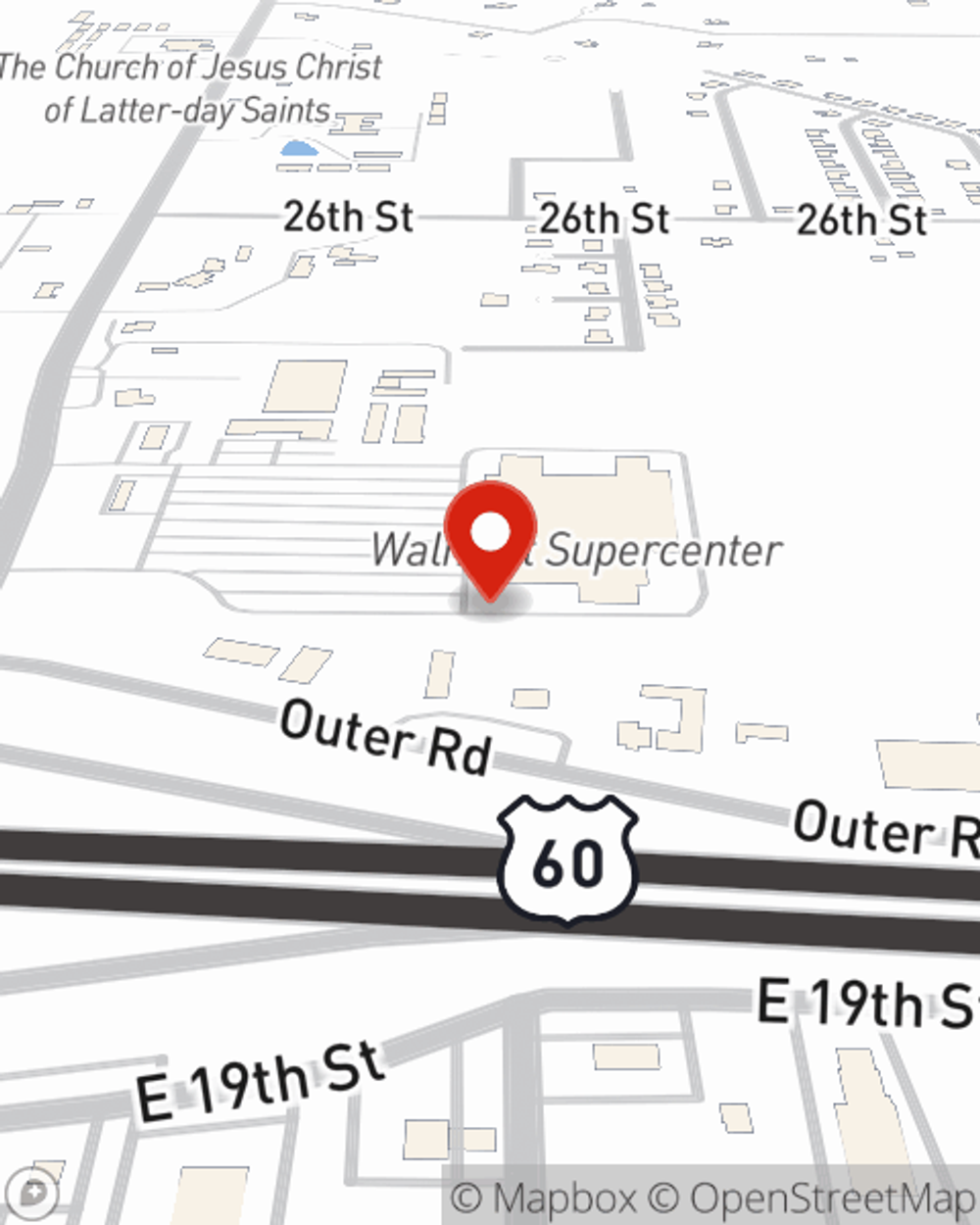 Map showing State Farm Agent Steven Gum's office at 9807 E. 20th St., Mountain Grove, MO