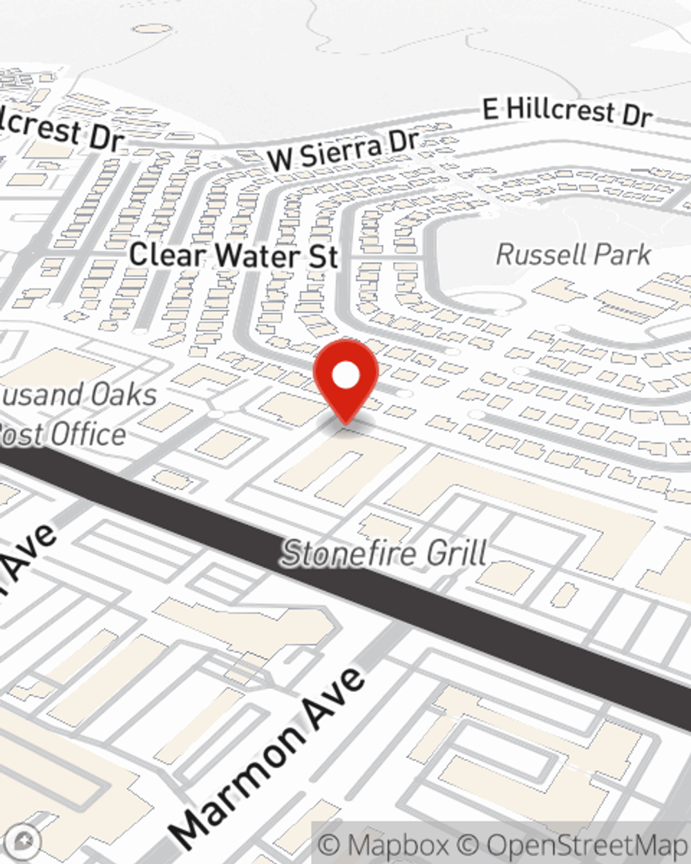 Map showing State Farm Agent Susan Erkfritz's office at 3625 E Thousand Oaks Blvd Ste 275, Westlake Village, CA