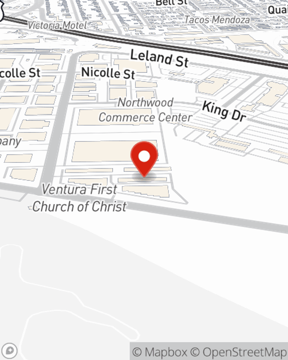 Map showing State Farm Agent Michael Veseth's office at 6043 Olivas Park Dr Ste A, Ventura, CA