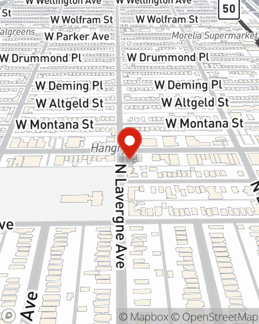Map showing State Farm Agent Diana Morado's office at 4957 W Fullerton Avenue Chicago, IL