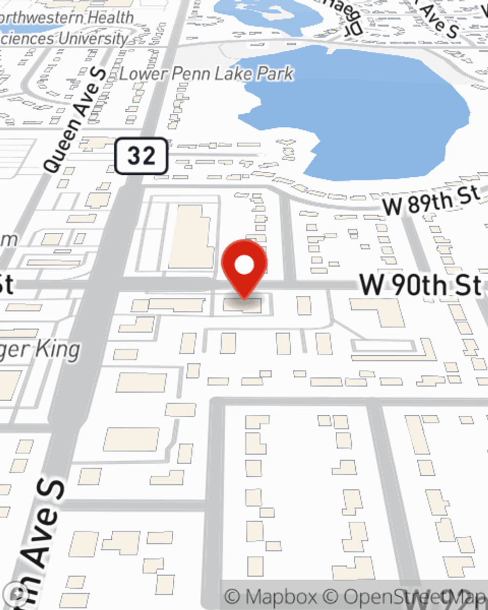 Map showing State Farm Agent Zach Fetzer's office at 2111 W 90th St, Bloomington, MN