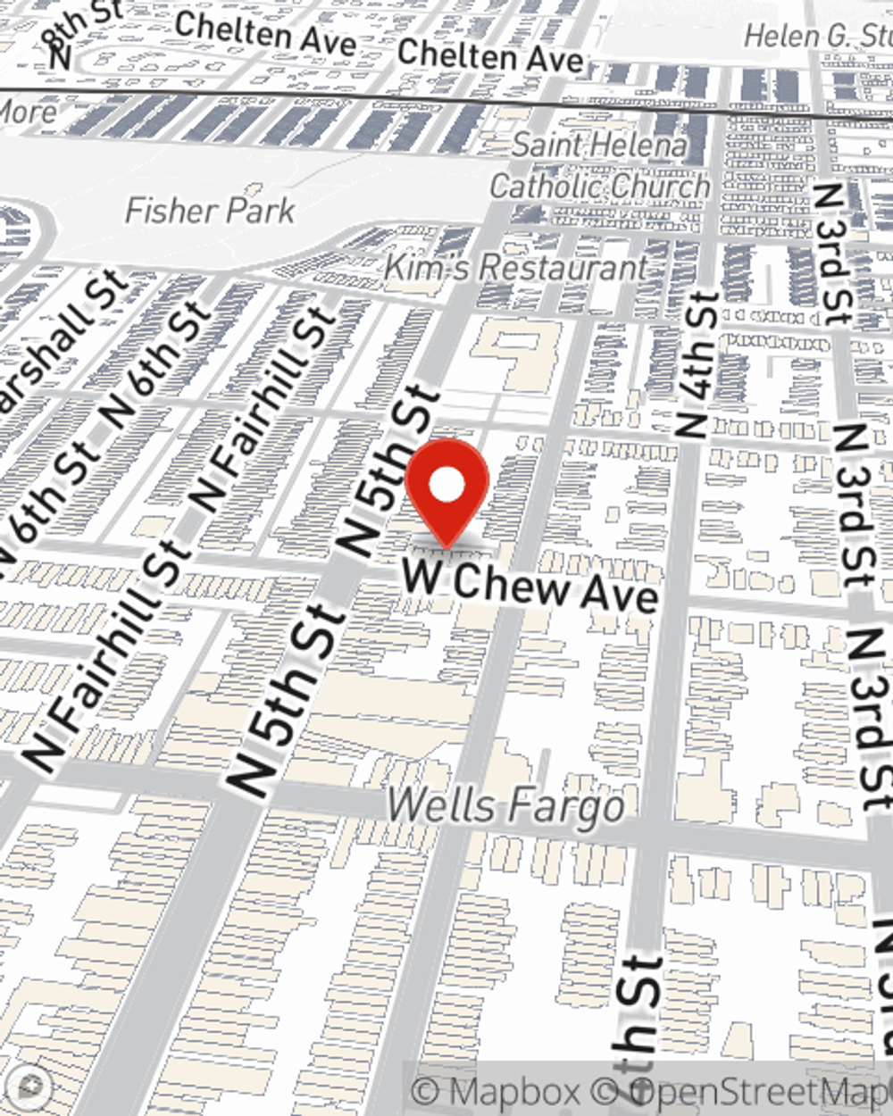 Map showing State Farm Agent Jeffrey Castillo's office at 433 W Chew Ave, Philadelphia, PA