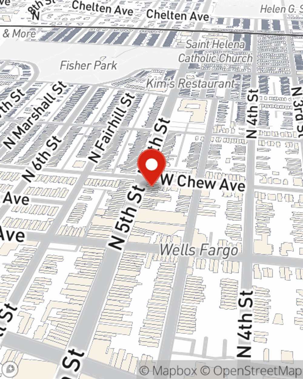 Map showing State Farm Agent Jeffrey Castillo's office at 5655 N 5th Street, Philadelphia, PA