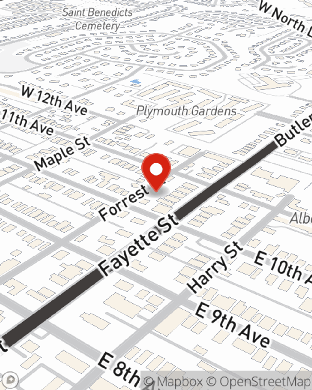 Map showing State Farm Agent Jim Andrews's office at 1010 Fayette Street, Conshohocken, PA