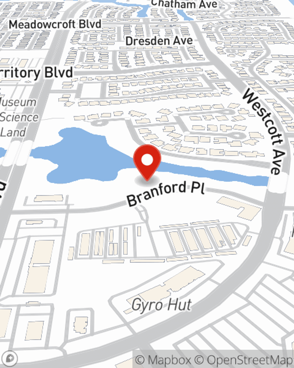 Map showing State Farm Agent's office