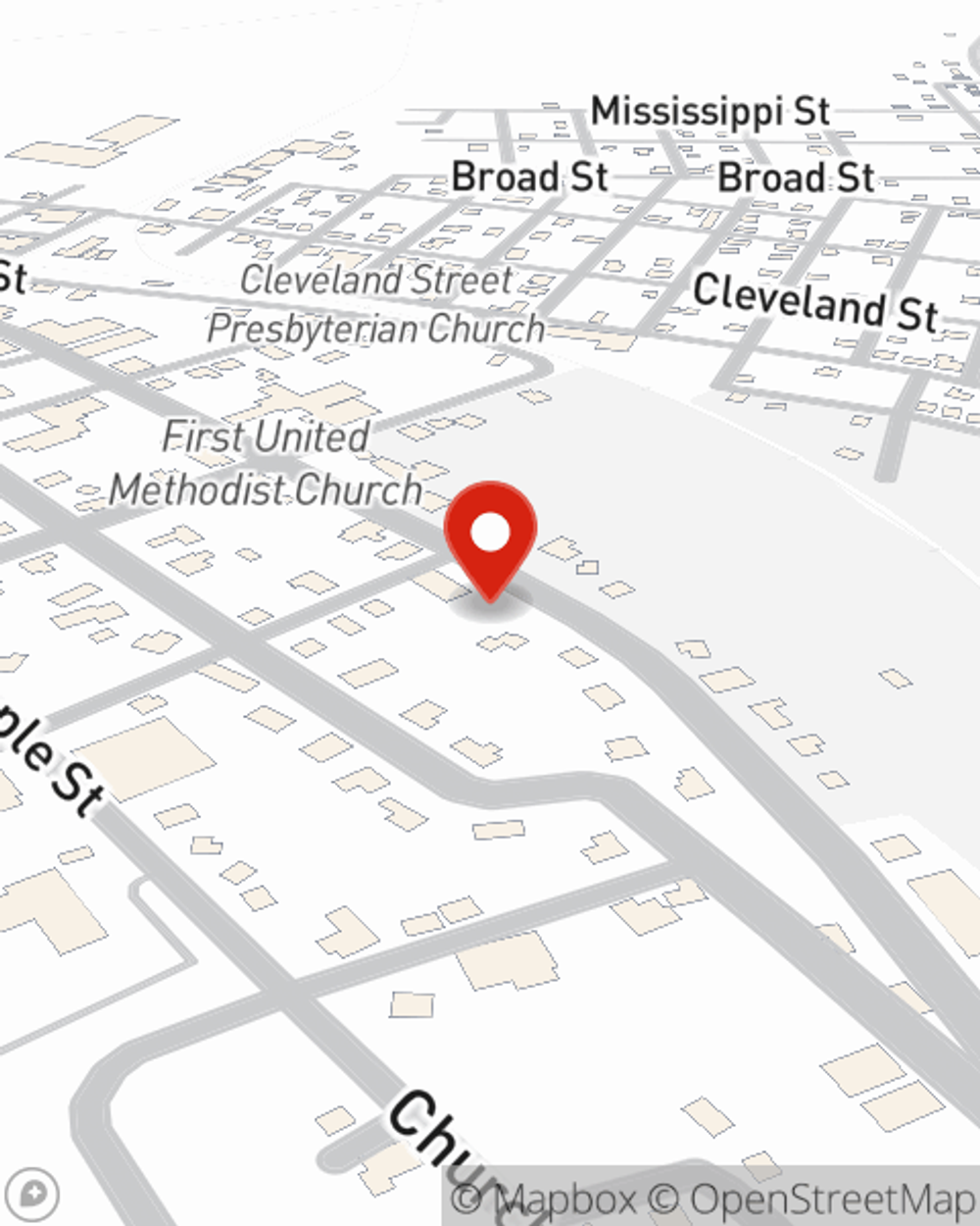 Map showing State Farm Agent Pam Brown's office at 408 East Bankhead, New Albany, MS