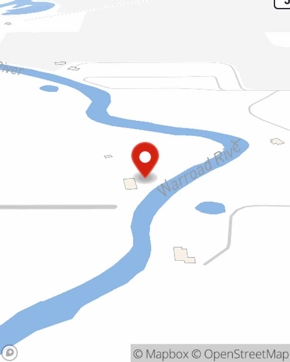 Map showing State Farm Agent Kelli Palmquist's office at 309 Lake Street E., Warroad, MN