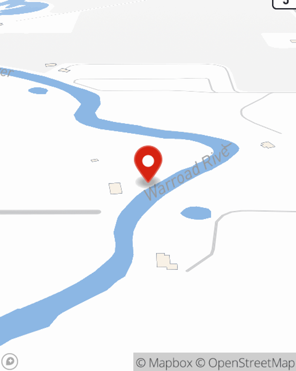 Map showing State Farm Agent Kelli Palmquist's office at 309 Lake Street E., Warroad, MN