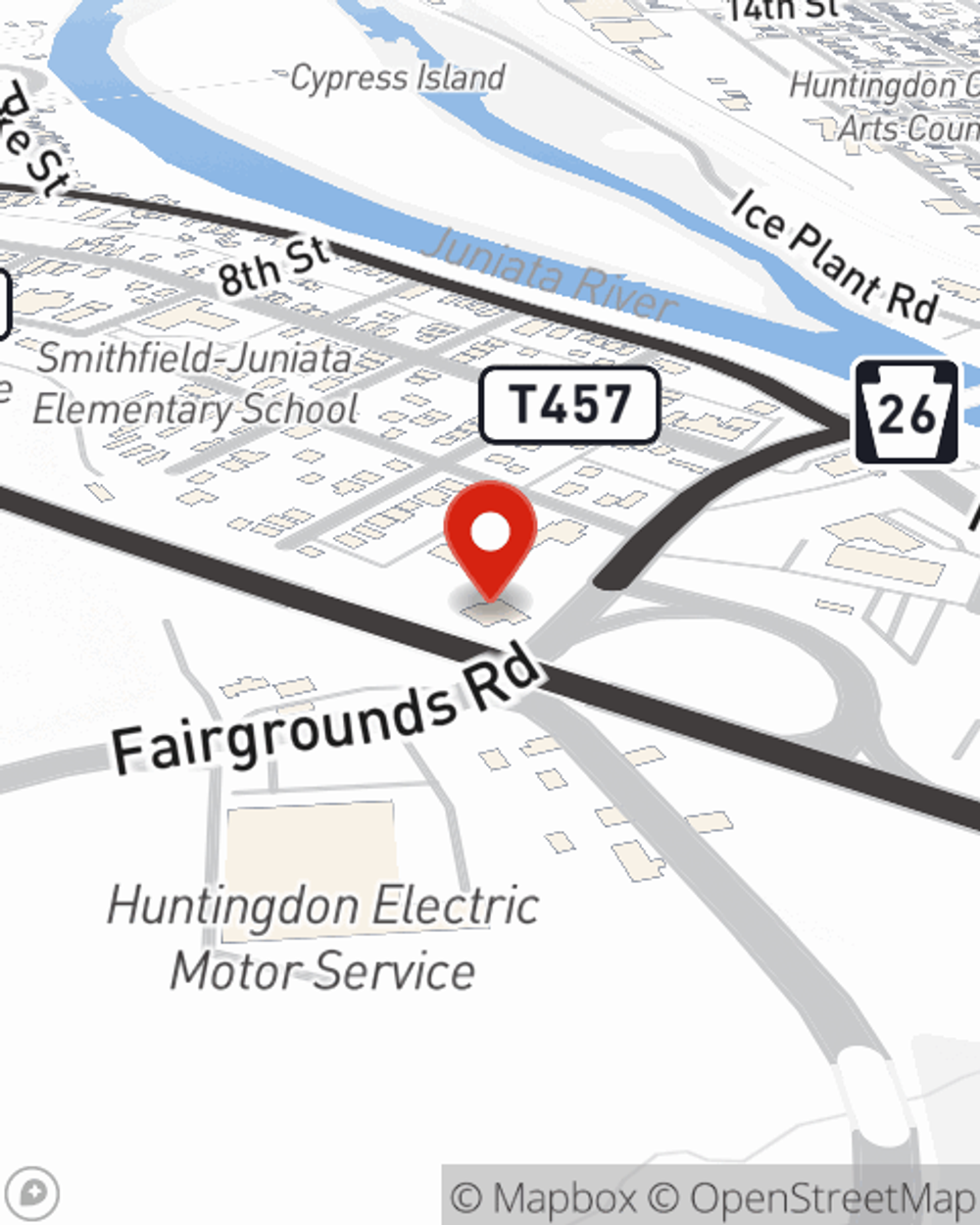 Map showing State Farm Agent's office