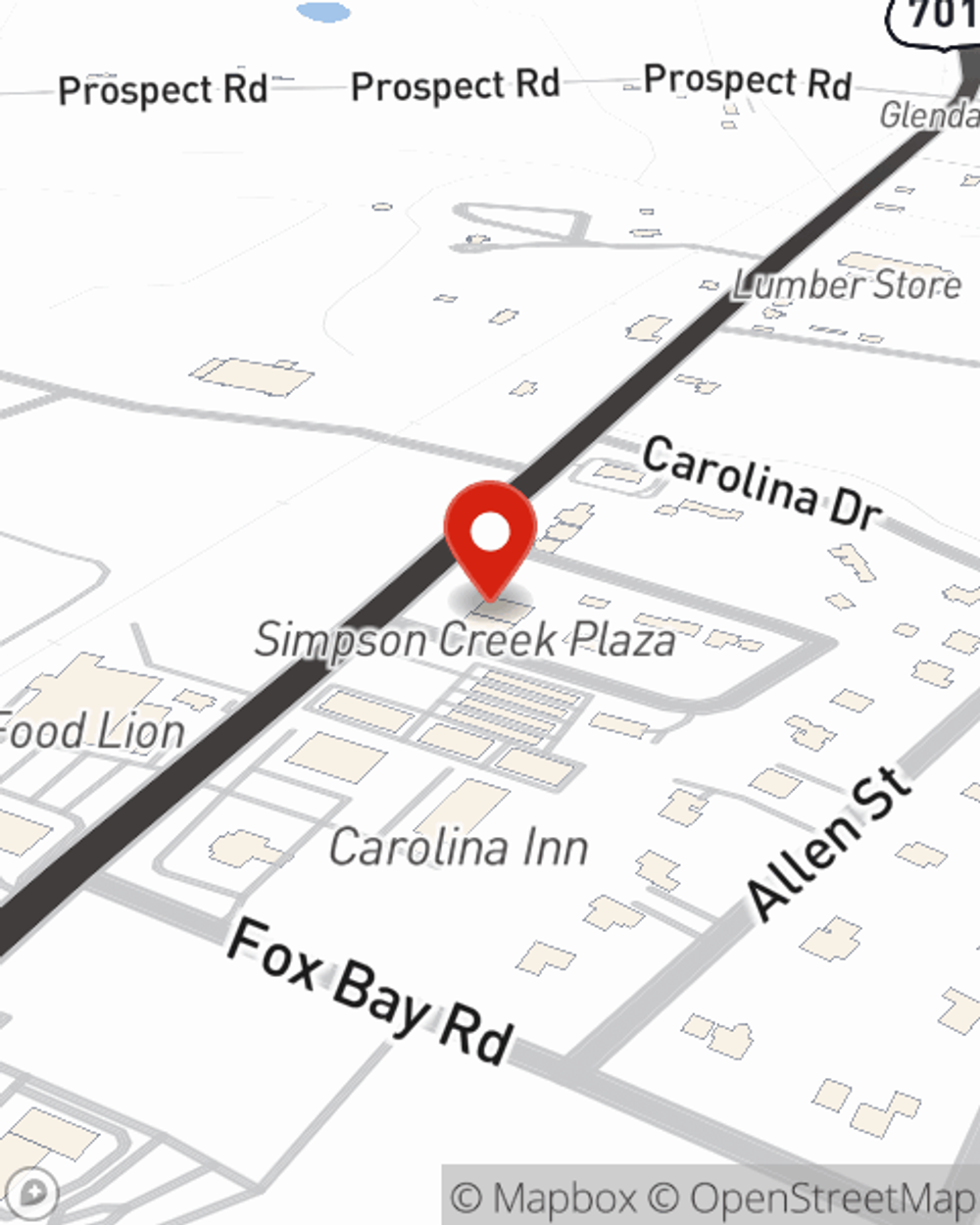 Map showing State Farm Agent Jamesha Gore-Coggin's office at 344 Highway 701 N Loris, SC