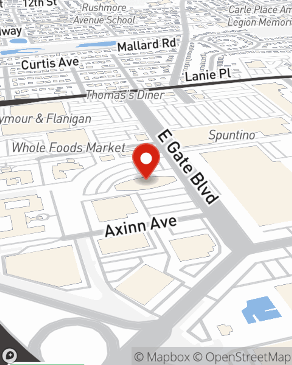 Map showing State Farm Agent Sean McCarthy's office at 825 East Gate Blvd ste 305 Garden City, NY