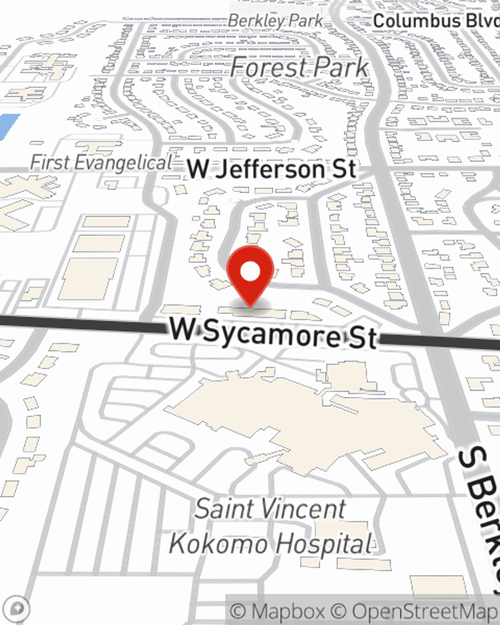 Map showing State Farm Agent Kelly Warden's office at 2012 W Sycamore St, Kokomo, IN