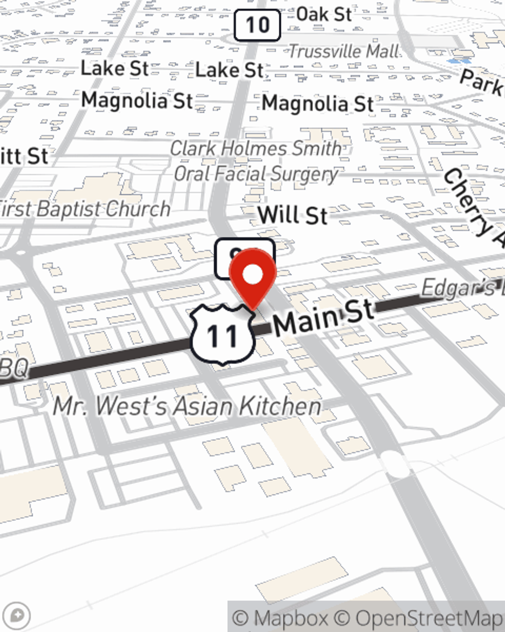 Map showing State Farm Agent's office
