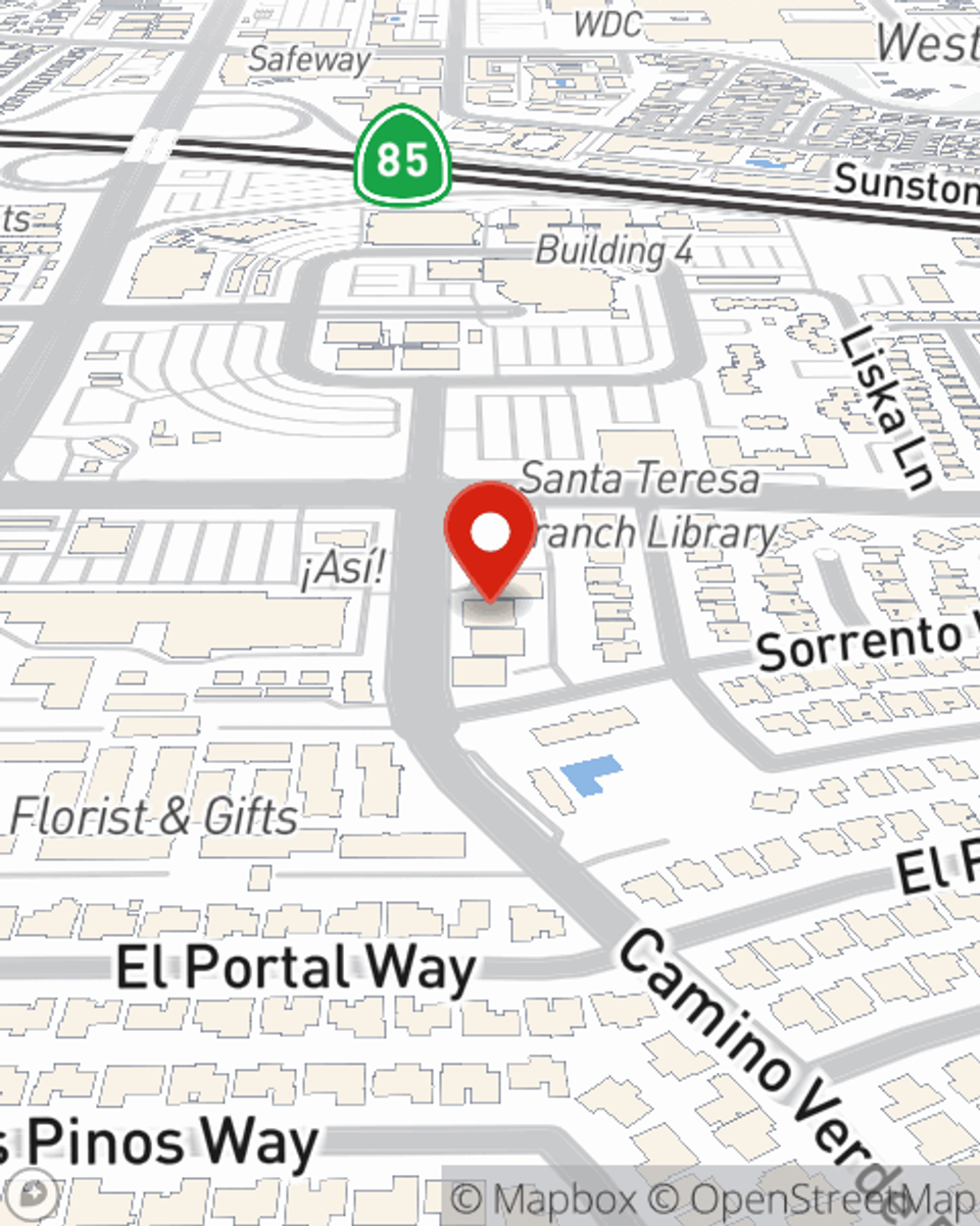 Map showing State Farm Agent Johnathan Eagels's office at 6134 Camino Verde Drive Suite H, San Jose, CA