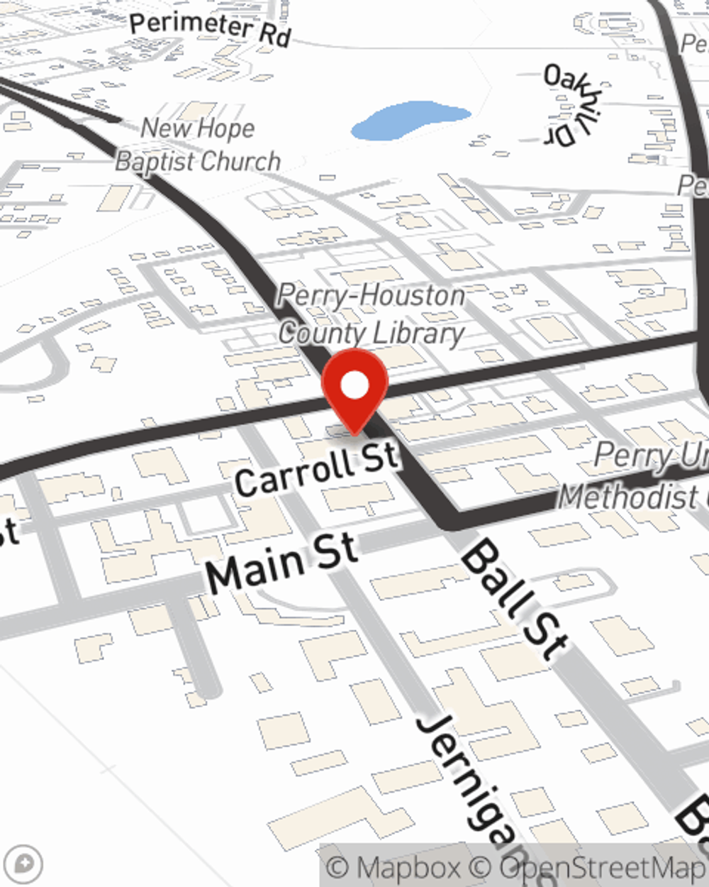 Map showing State Farm Agent Ryan Mosley's office at 813 Carroll St, Perry, GA