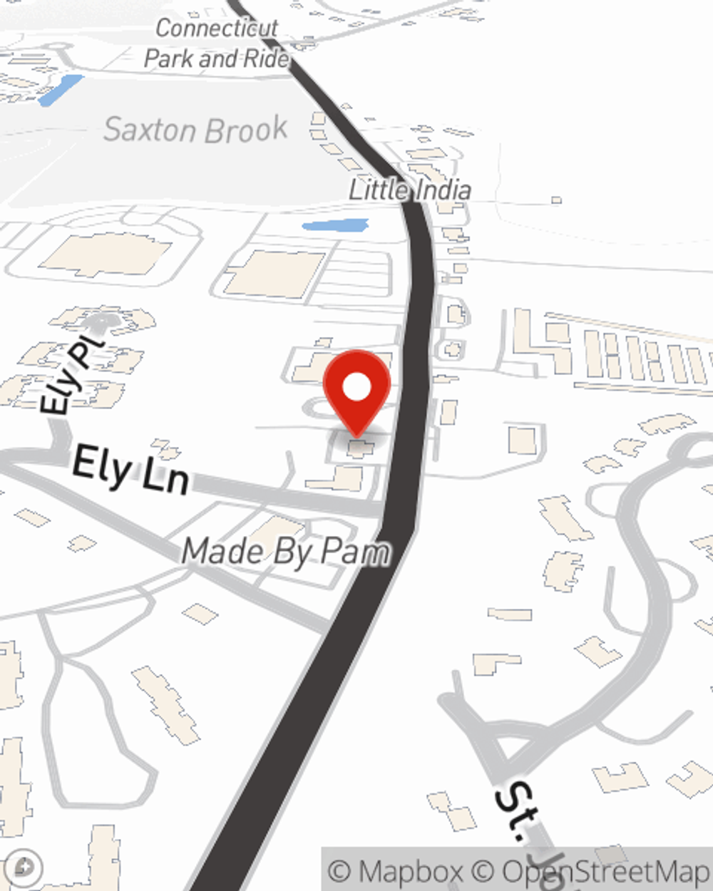 Map showing State Farm Agent Matt Martin's office at 1243 Hopmeadow Street, Simsbury, CT