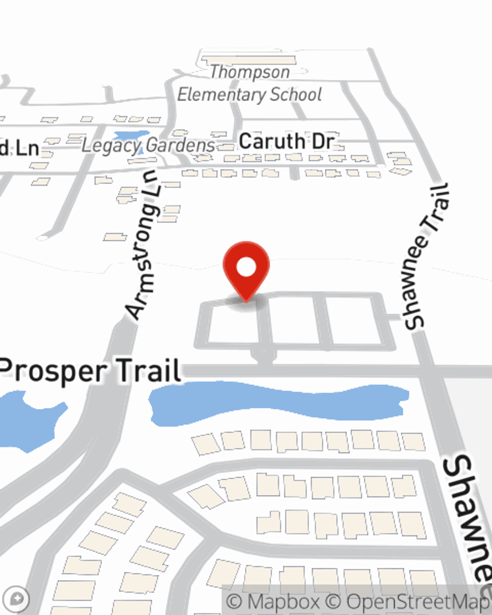 Map showing State Farm Agent Scott Samuel's office at 1630 W. Prosper Trail, #520, Prosper, TX
