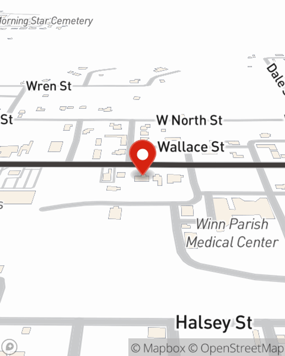 Map showing State Farm Agent Laurinda Crenshaw's office at 609 West Court Street, Suite A, Winnfield, LA