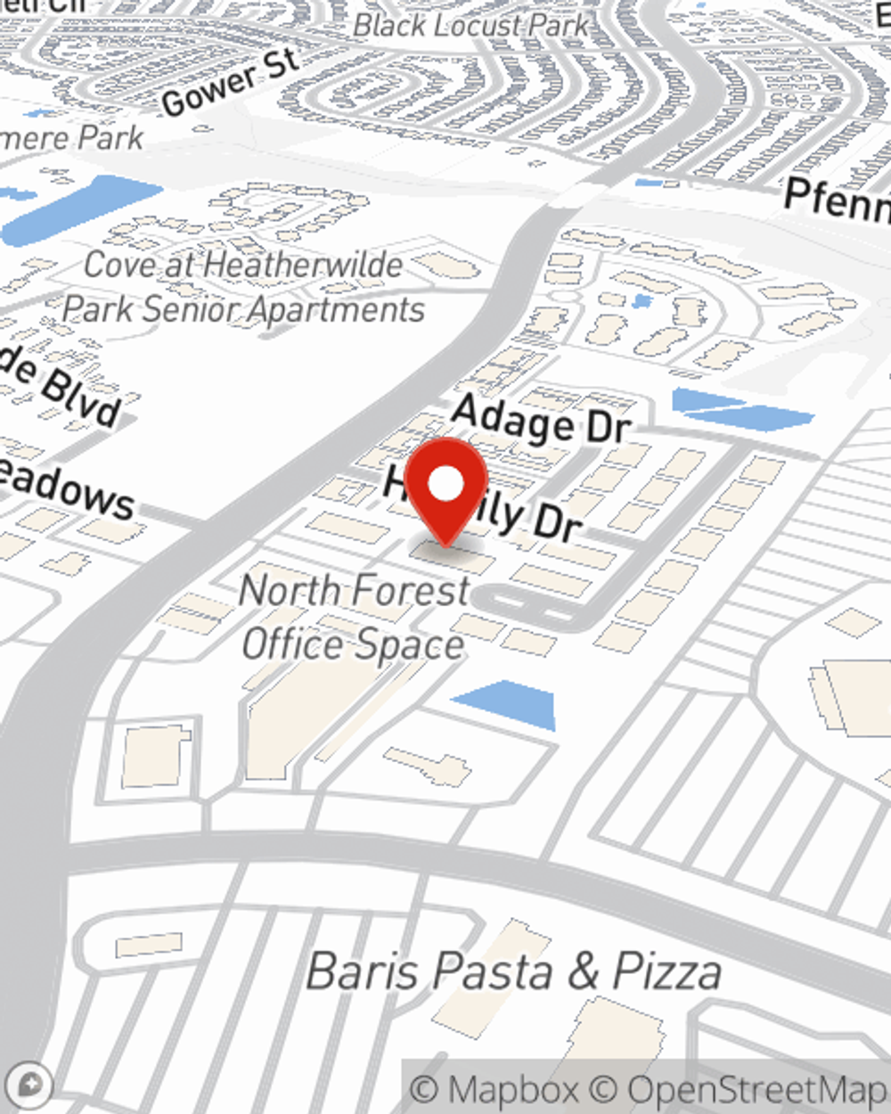 Map showing State Farm Agent Ryan Batista's office at 305 N Heatherwilde Blvd Suite 320, Pflugerville, TX