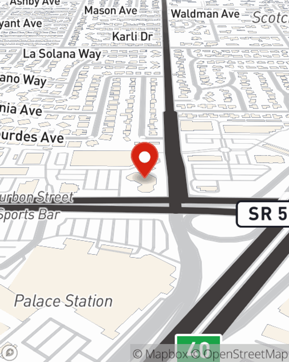 Map showing State Farm Agent Jared Burgess's office at 2300 West Sahara Ave, Suite 810, Las Vegas, NV