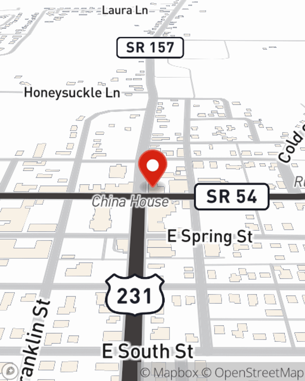 Map showing State Farm Agent Lisa Allen's office at 110 E Main St, Bloomfield, IN
