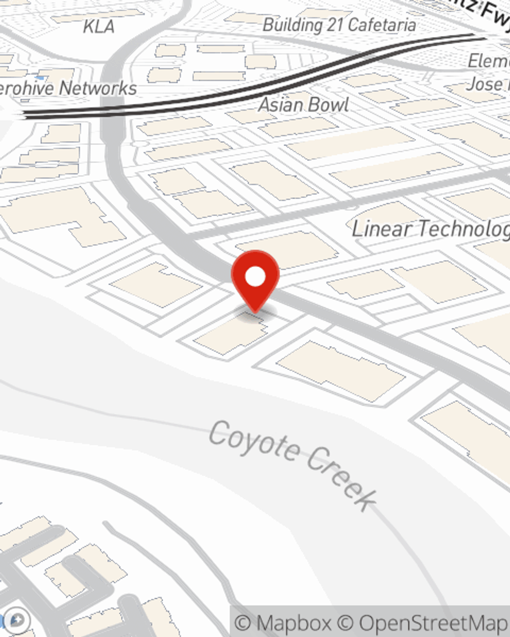 Map showing State Farm Agent Rod Villamor's office at 1551 McCarthy Blvd Ste 203, Milpitas, CA
