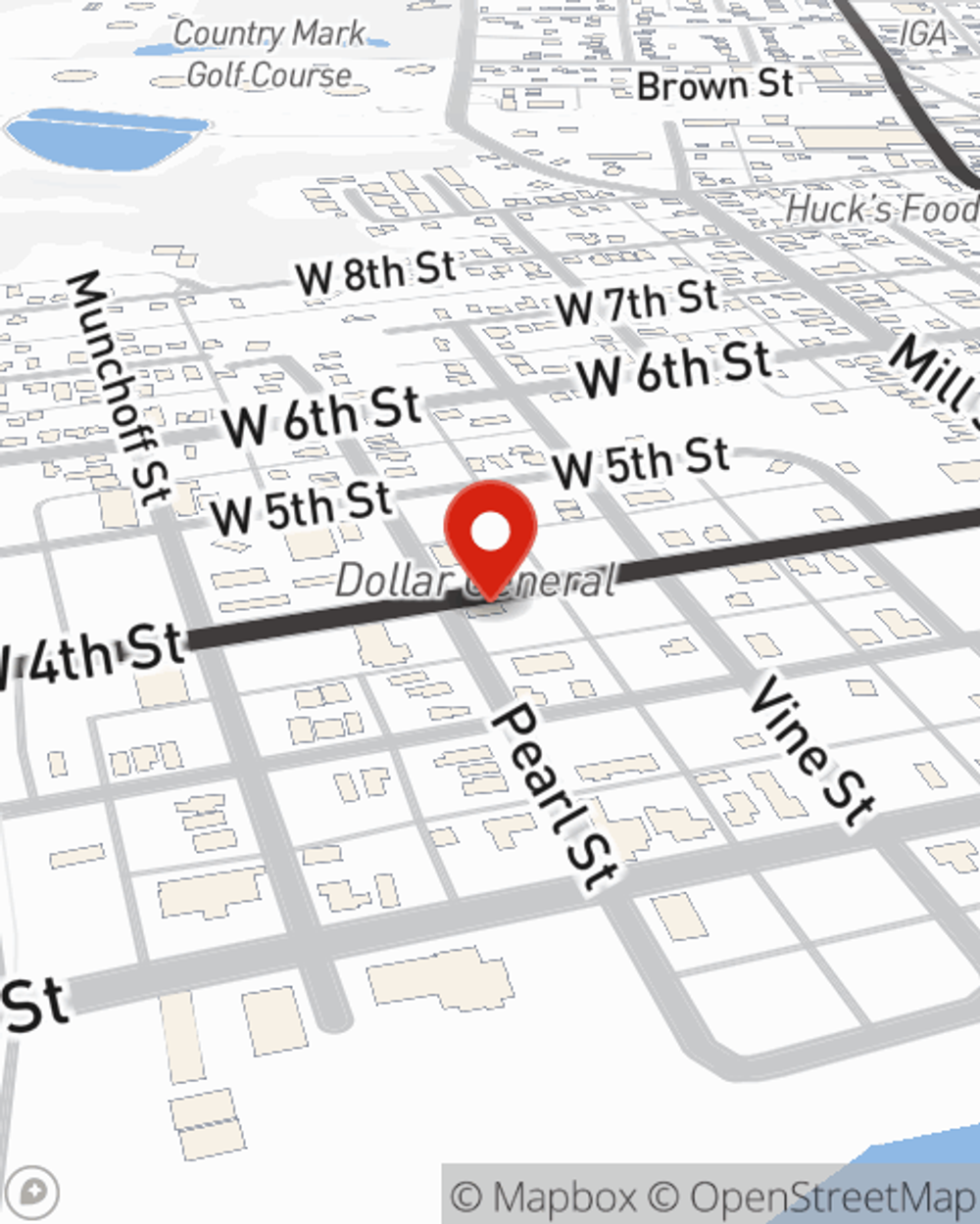 Map showing State Farm Agent Eric May's office at 530 W 4th Street, Mount Vernon, IN