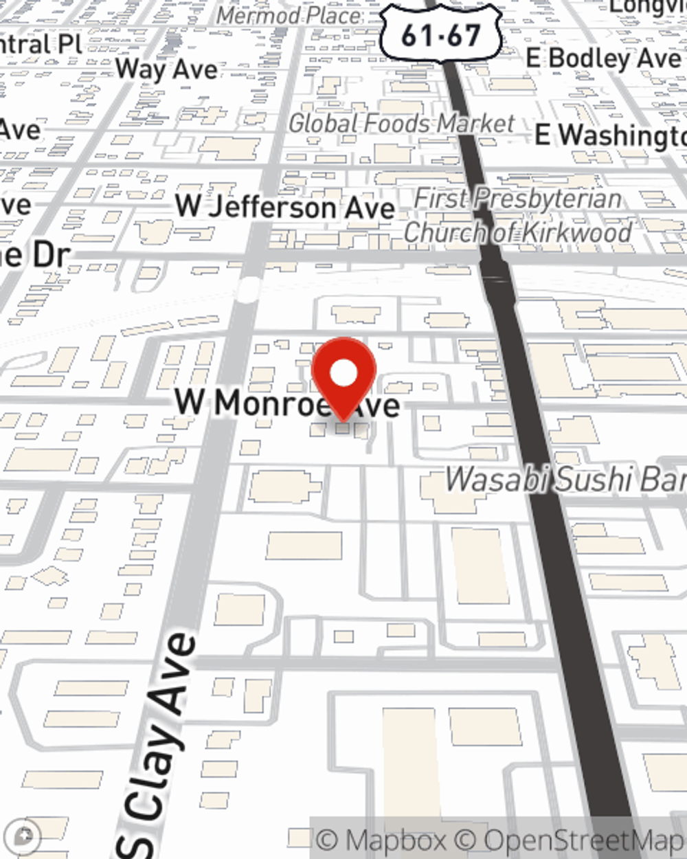 Map showing State Farm Agent Dan Collier's office at 128 W Monroe Avenue, Kirkwood, MO