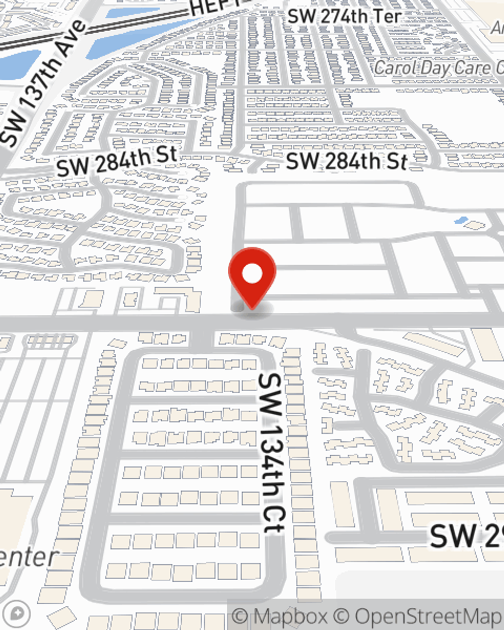 Map showing State Farm Agent Dan Carrera's office at 13475 SW 288th Street, Homestead, FL