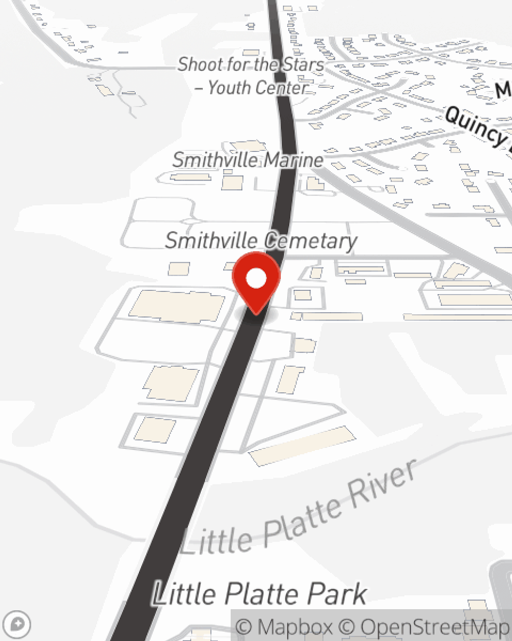 Map showing State Farm Agent's office