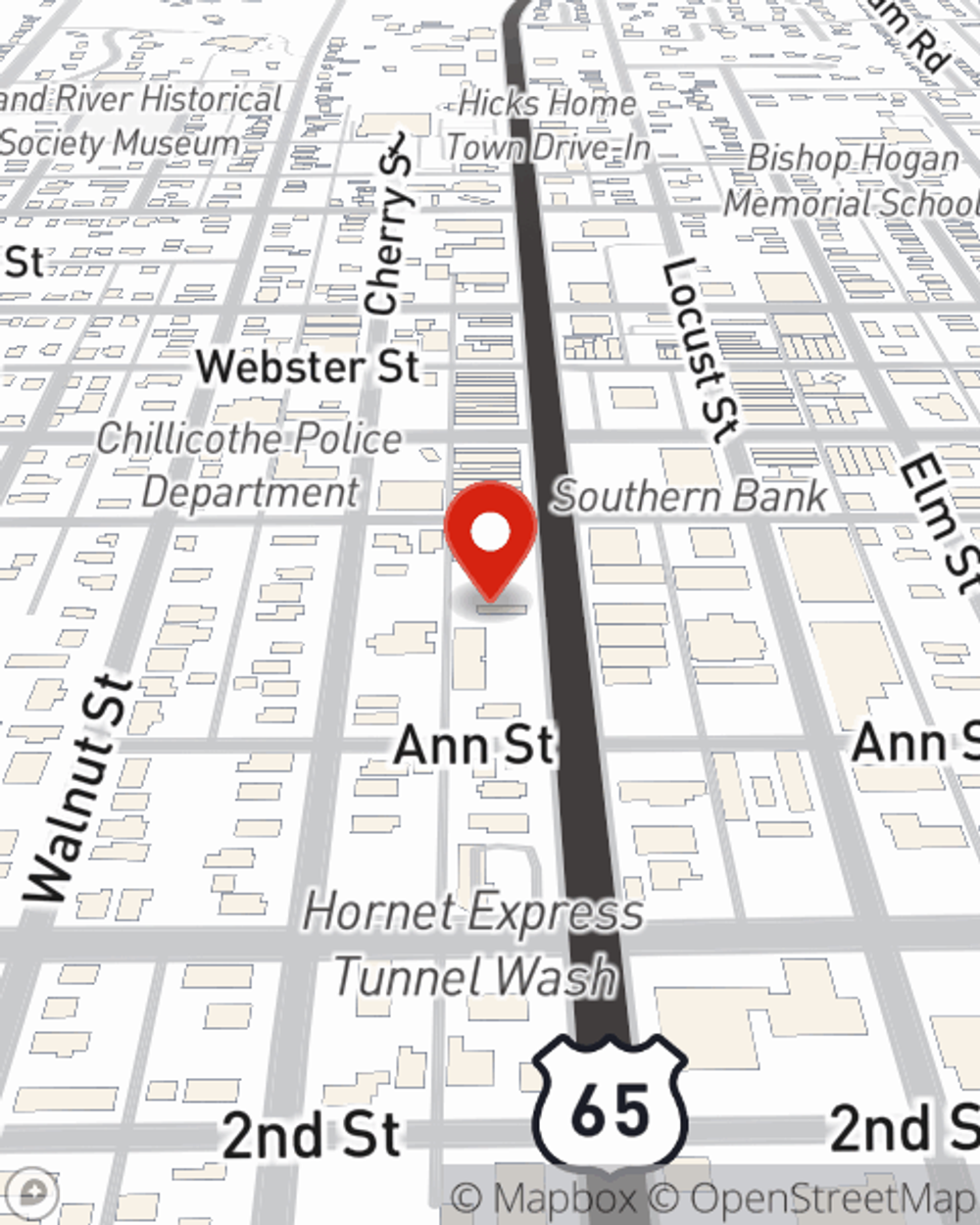 Map showing State Farm Agent's office