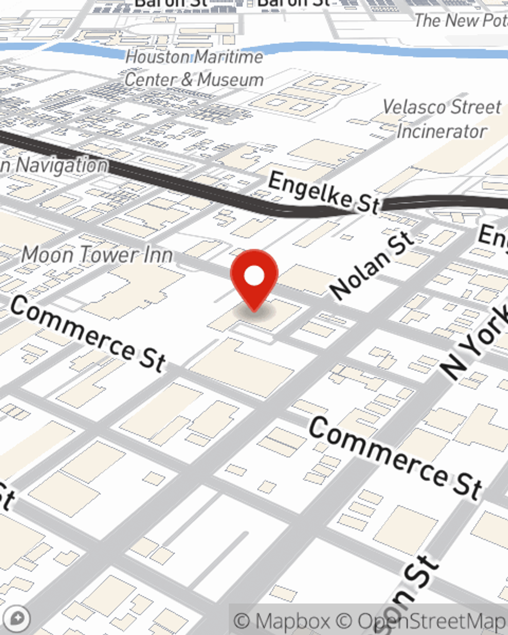 Map showing State Farm Agent Angelica Vasquez's office at 3302 Canal Street Suite 20 Houston, TX