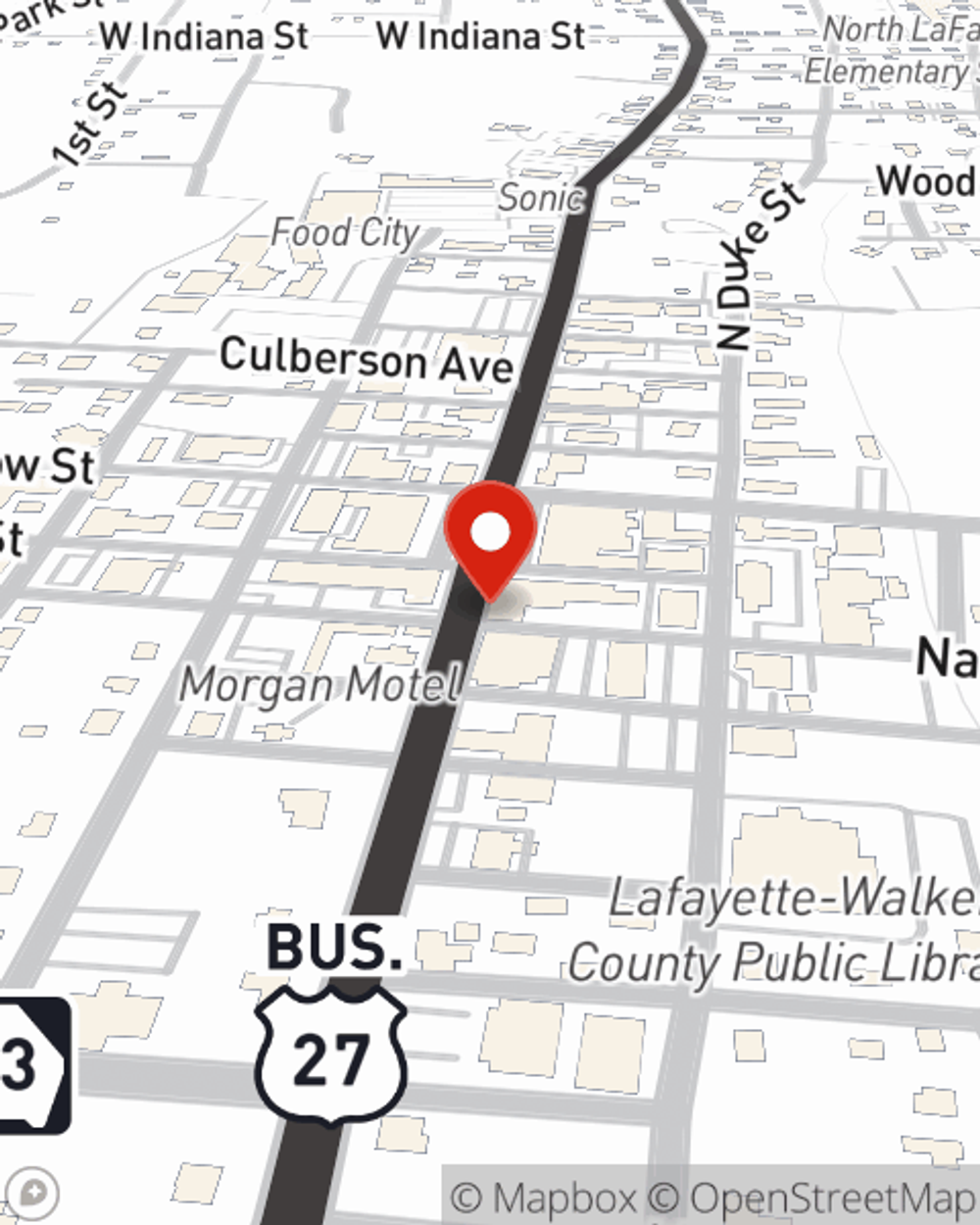 Map showing State Farm Agent Eli Harden's office at 125 S Main Street Suite B, La Fayette, GA