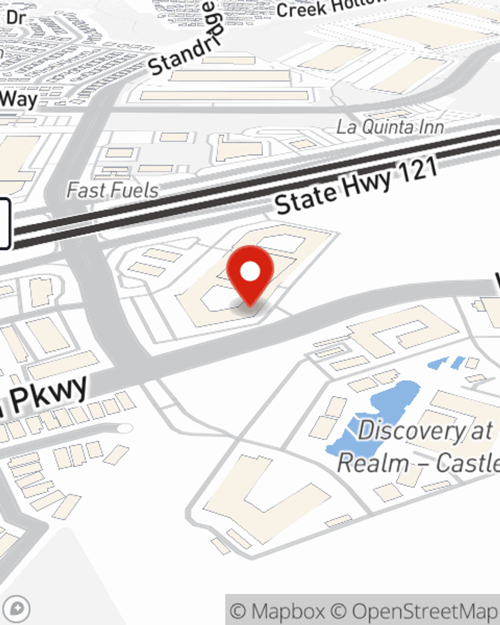 Map showing State Farm Agent Ryan Klibert's office at 3964 SH 121 Suite 200, Lewisville, TX