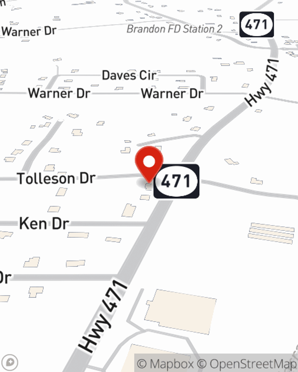 Map showing State Farm Agent Phillip Pace's office at 1095 Highway 471, Brandon, MS