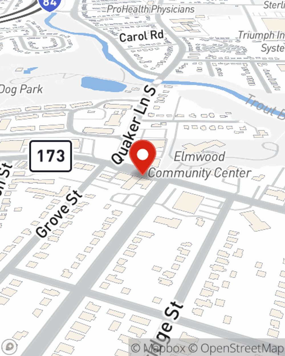 Map showing State Farm Agent Mario Russo's office at 1111 New Britain Avenue, West Hartford, CT