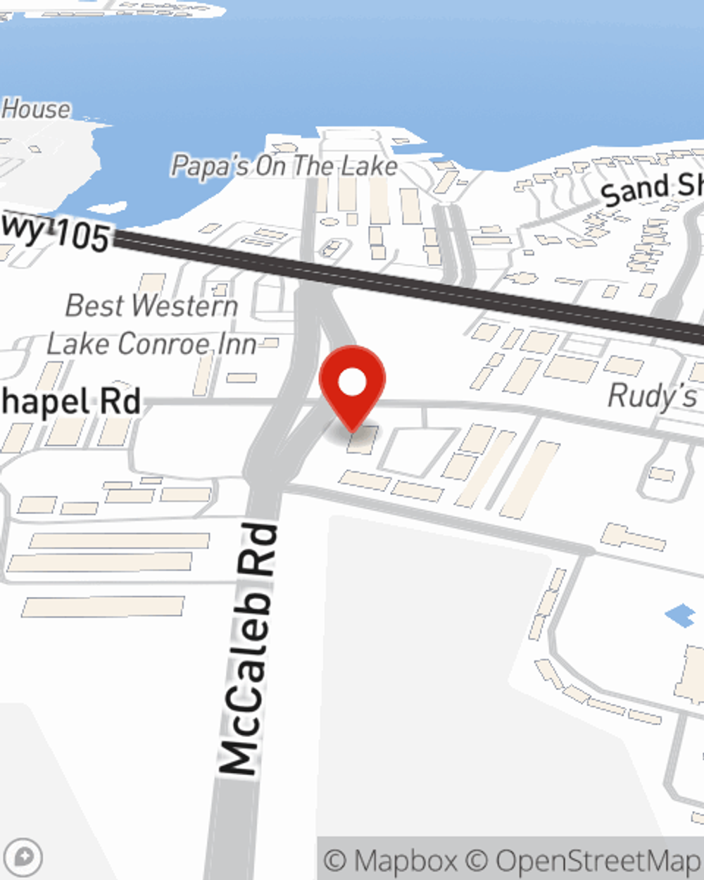 Map showing State Farm Agent Michael Burks's office at 14547 Lake Business Dr Ste 101, Conroe, TX