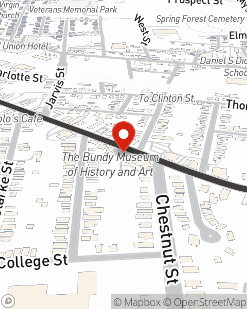 Map showing State Farm Agent John Karluk's office at 125 Main Street, Binghamton, NY