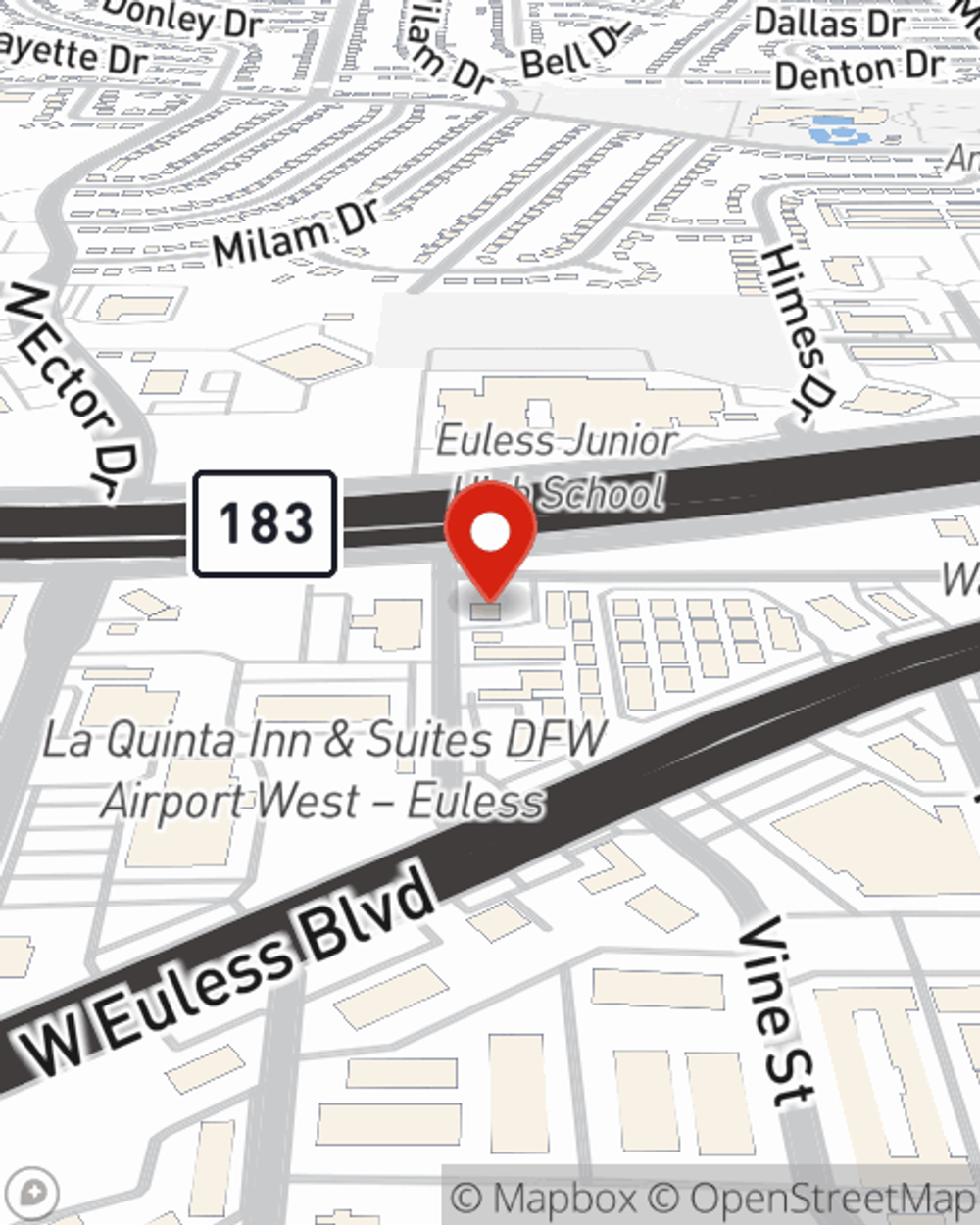 Map showing State Farm Agent David Peterson's office at 2129 Martin Drive Suite 100, Bedford, TX