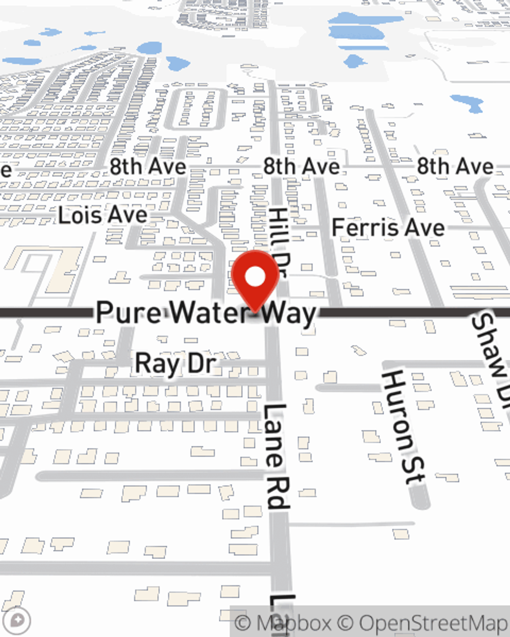 Map showing State Farm Agent Bret Denney's office at 37438 Pure Water Way, Zephyrhills, FL