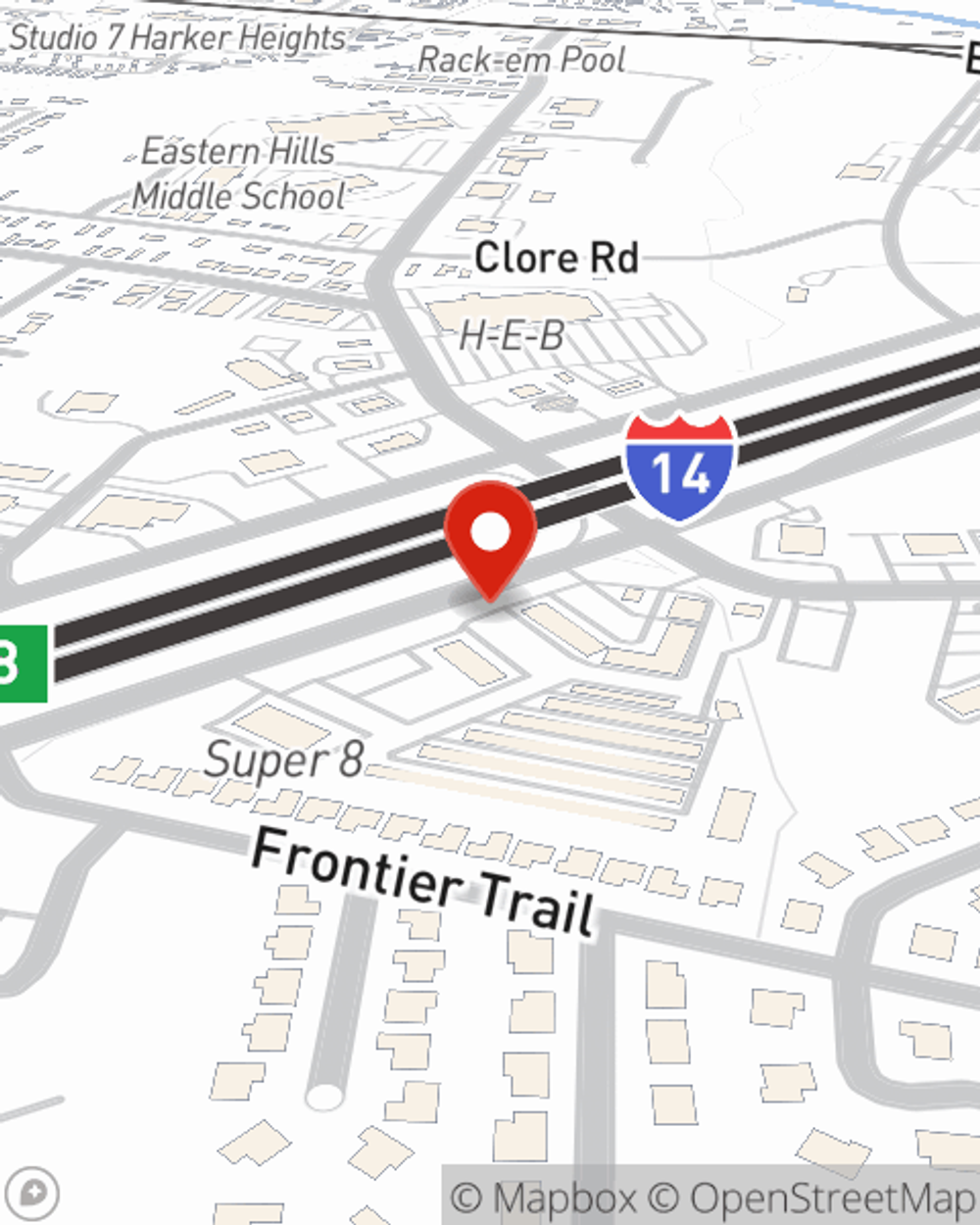 Map showing State Farm Agent Bryce Welborn's office at 582 E Central Texas Expressway, Harker Heights, TX