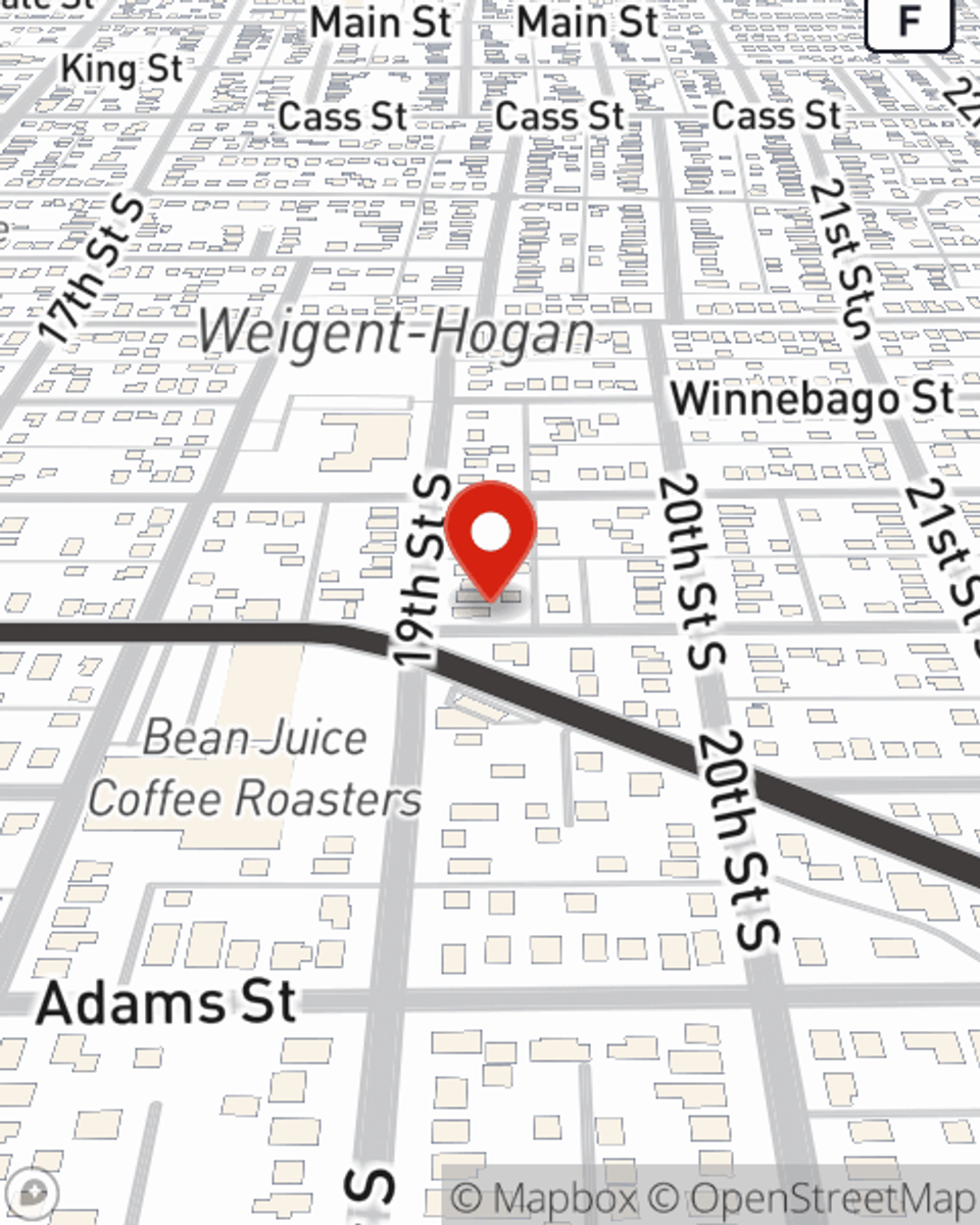 Map showing State Farm Agent Blake Bunjovac's office at 1901 Jackson Street, La Crosse, WI