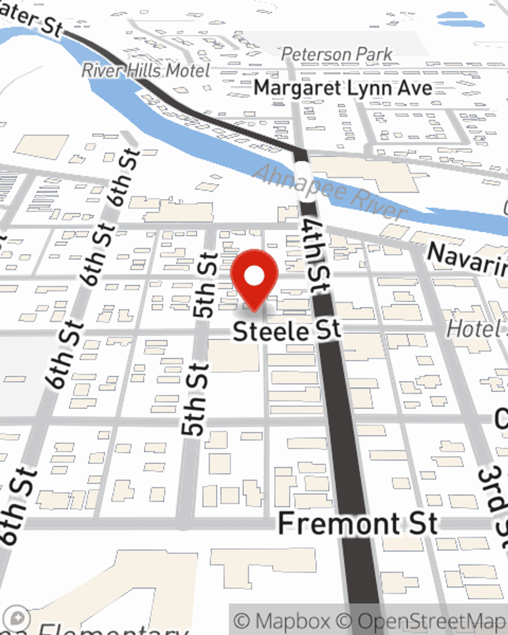 Map showing State Farm Agent Tiona Petrouske's office at 413 Steele St, Algoma, WI
