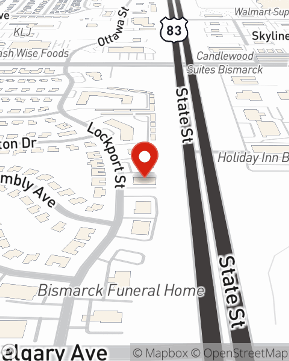 Map showing State Farm Agent Brennen Rossman's office at 3831 Lockport St, Suite A, Bismarck, ND