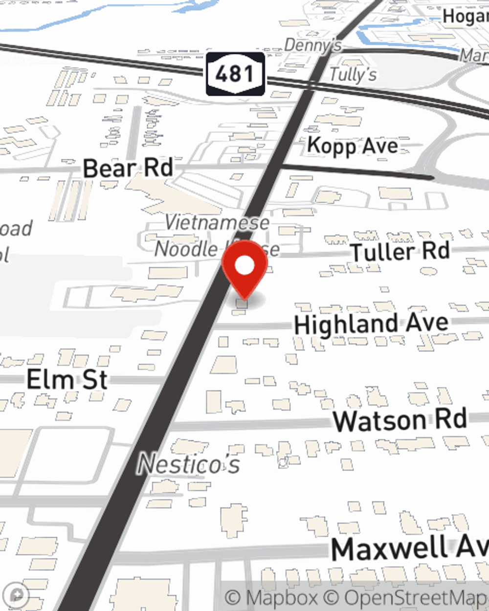 Map showing State Farm Agent Jeff Barrett's office at 602 North Main Street, North Syracuse, NY