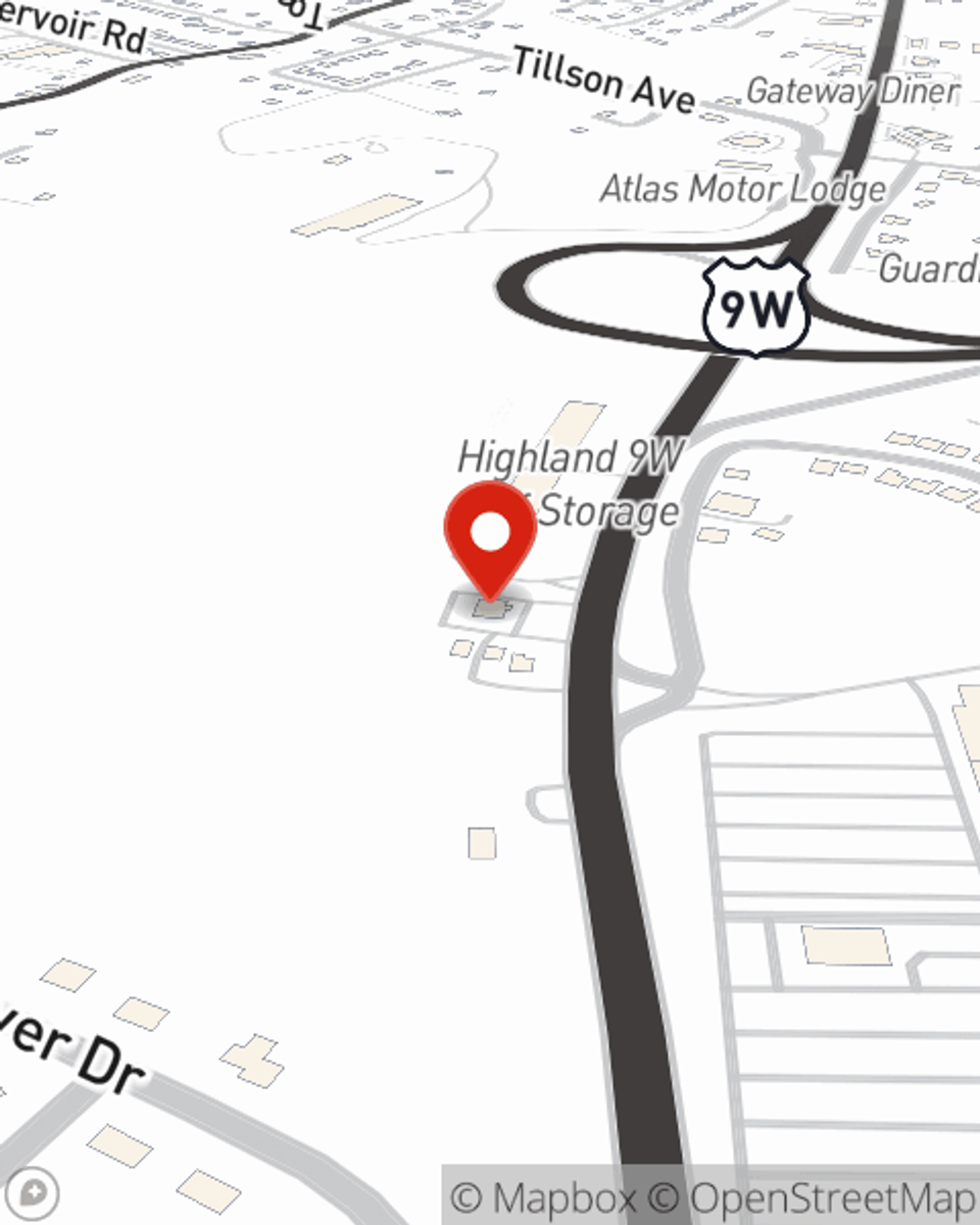 Map showing State Farm Agent Mark Mahoney's office at 3669 Route 9W, Highland, NY