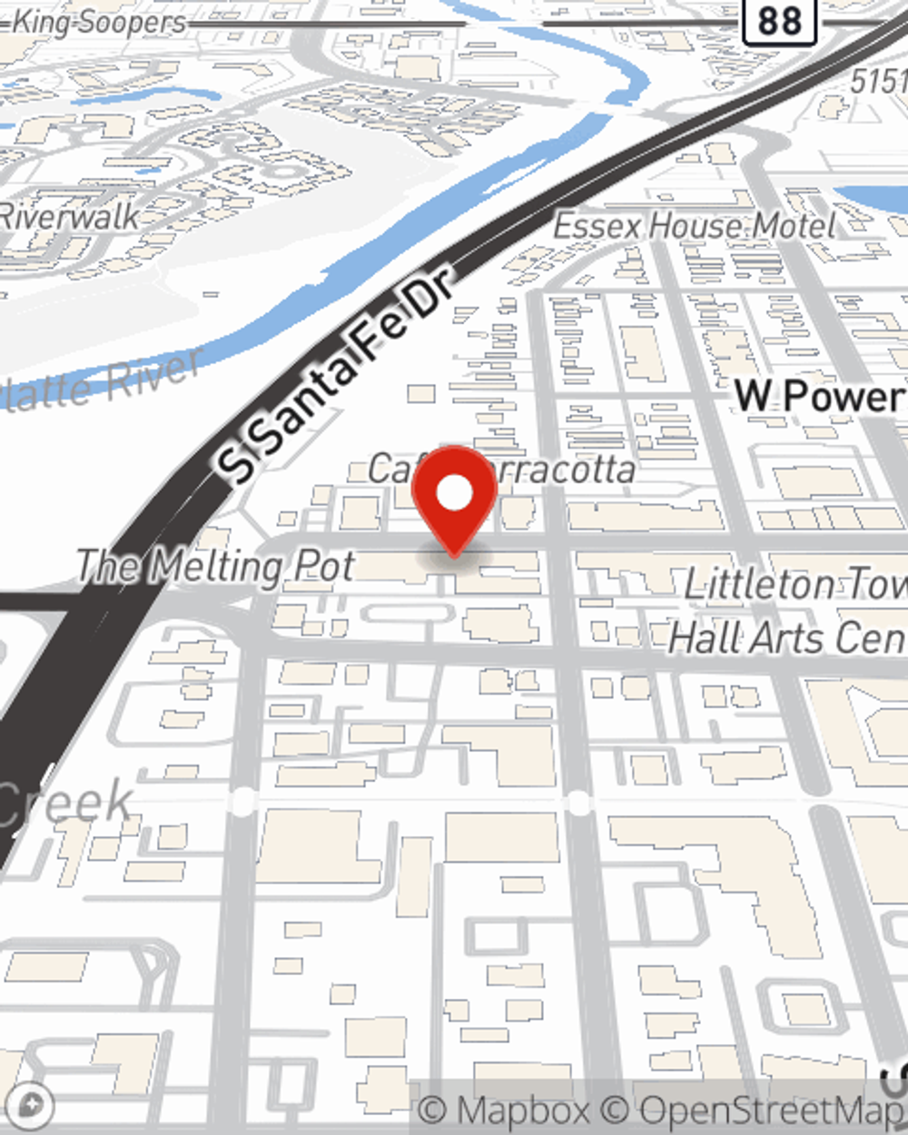 Map showing State Farm Agent's office